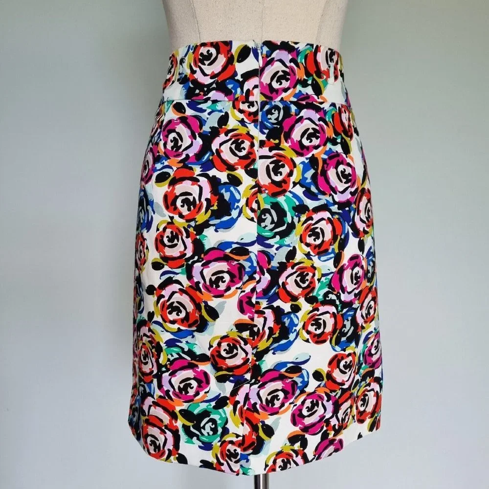 Review Multicolour Floral Rose Pencil Skirt Size 14 - Picture 5 of 6
